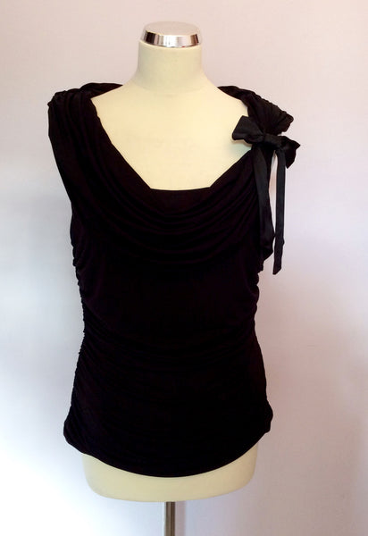 COAST BLACK DRAPED SLEEVELESS TOP SIZE 16 - Whispers Dress Agency - Sold - 1