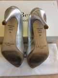 LK BENNETT FLORET SILVER METALLIC LIZARD LEATHER HEELS SIZE 6/39 - Whispers Dress Agency - Sold - 5