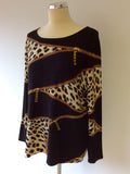 PASSIONI BLACK & LEOPARD PRINT JEWEL TRIM ZIP DETAIL JUMPER SIZE XL - Whispers Dress Agency - Sold - 2