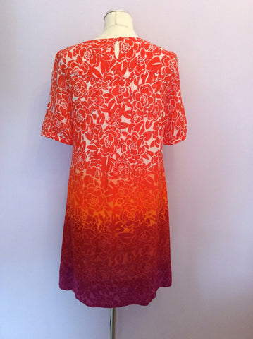 MONSOON ORANGE,WHITE & PINK PRINT BEADED NECK DRESS SIZE 12 - Whispers Dress Agency - Womens Dresses - 3