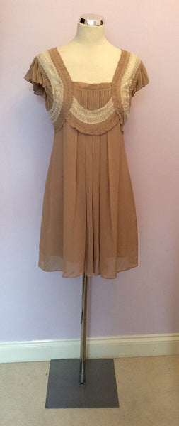 Temperley Fawn Silk & Lace Trim Dress Size 10 - Whispers Dress Agency - Womens Dresses - 1