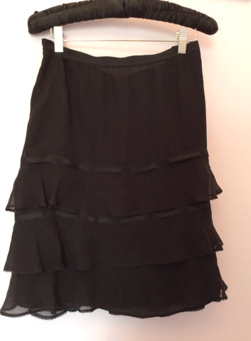 Karen Millen Black Silk Tiered Ribbon Trim Skirt Size 14 - Whispers Dress Agency - Sold - 2