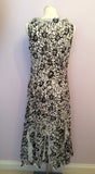 PER UNA BLACK & WHITE FLORAL PRINT COTTON DRESS SIZE 14 - Whispers Dress Agency - Womens Dresses - 3