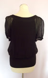 COAST BLACK SILK SCOOP NECK SHORT SLEEVE TOP SIZE 12 - Whispers Dress Agency - Womens Tops - 3