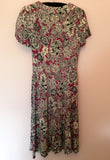 BRORA FUSHIA PINK ,WHITE & NAVY BLUE FLORAL PRINT DRESS SIZE 8 - Whispers Dress Agency - Sold - 3