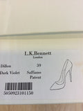 BRAND NEW LK BENNETT DILLON DARK VIOLET SAFFIANO PATENT LEATHER HEELS SIZE 6/39 - Whispers Dress Agency - Sold - 5