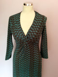 LK Bennett Teal & Brown Print Stretch Jersey Dress Size 8 - Whispers Dress Agency - Womens Dresses - 2