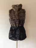 RINO & PELLE GREY FAUX FUR BELTED GILET SIZE 40 UK 12 - Whispers Dress Agency - Sold - 5