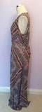 MONSOON BLUE,ORANGE,MUSTARD & WHITE PRINT MAXI DRESS SIZE 22 - Whispers Dress Agency - Sold - 2