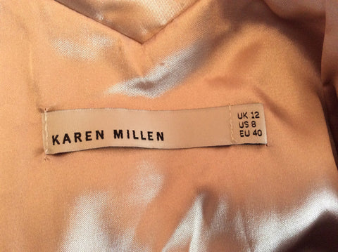 KAREN MILLEN NUDE PINK & BLACK SILK DRESS SIZE 12 - Whispers Dress Agency - Womens Dresses - 4