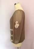 MINT VELVET KHAKI & WHITE EMBROIDERED TOP SIZE 10 - Whispers Dress Agency - Sold - 2