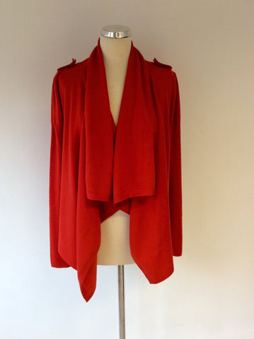 KAREN MILLEN RED WOOL BLEND CARDIGAN SIZE 4 UK 12/14 - Whispers Dress Agency - Sold - 1