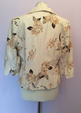 Minuet Cream & Brown Floral Print Silk & Linen Skirt Suit Size 14/16 - Whispers Dress Agency - Womens Suits & Tailoring - 3