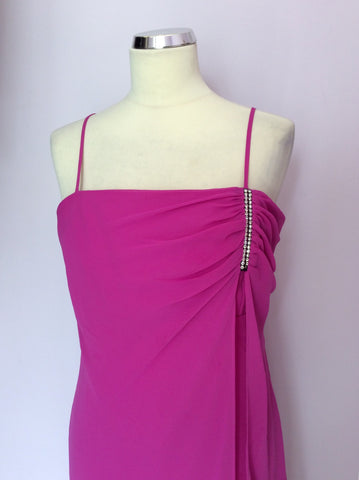 ROMAN ORIGINALS HOT PINK LONG EVENING DRESS SIZE 14 - Whispers Dress Agency - Womens Dresses - 2