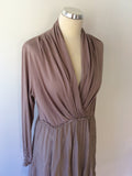 MINT VELVET TAUPE LONG SLEEVED WITH SILK PARACHUTE HEM SKIRT DRESS SIZE 14 - Whispers Dress Agency - Womens Dresses - 2