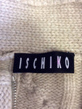 ISCHIKO FAWN BEIGE MERINO WOOL BEND ZIP UP CARDIGAN SIZE 40 UK 14 - Whispers Dress Agency - Womens Knitwear - 4