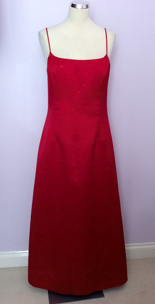 Occasions Red Satin Long Evening Dress Size 14 - Whispers Dress Agency - Sold - 1