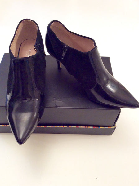 Marks & Spencer Black Suede & Patent Leather Shoe Boots Size 6/39 - Whispers Dress Agency - Sold - 1