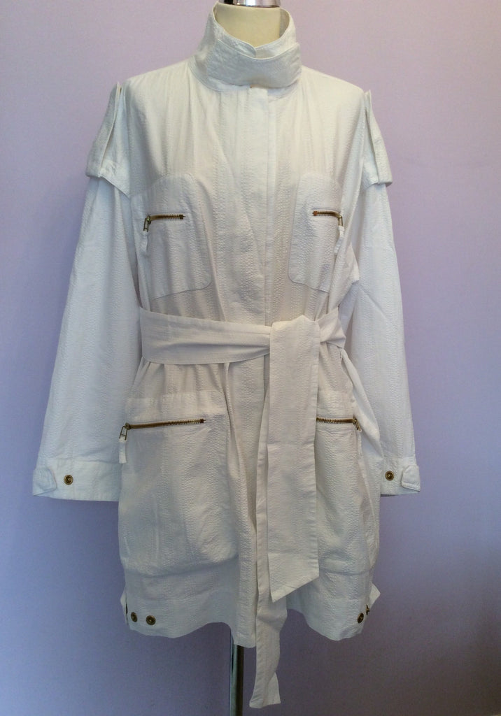 Jaeger White Cotton Zip & Popper Fasten Jacket Size L – Whispers Dress ...