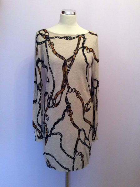 Marks & Spencer Beige Print Long Jumper / Dress Size 12 - Whispers Dress Agency - Womens Knitwear - 1