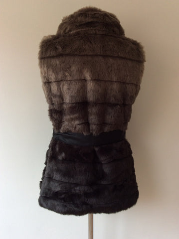 RINO & PELLE GREY FAUX FUR BELTED GILET SIZE 40 UK 12 - Whispers Dress Agency - Sold - 4