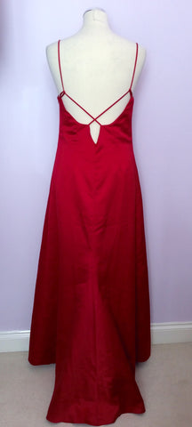 Occasions Red Satin Long Evening Dress Size 14 - Whispers Dress Agency - Sold - 4