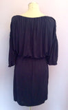 Temperley Dark Blue Batwing Sleeve Dress Size 10 - Whispers Dress Agency - Womens Dresses - 5