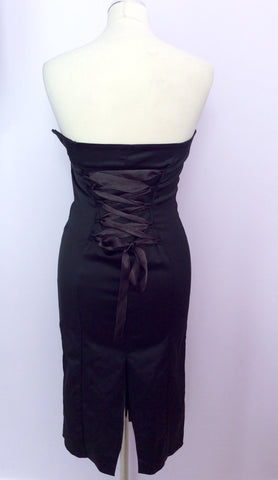 Mistress Black Lace Up Back Strapless Pencil Dress Size 10 - Whispers Dress Agency - Womens Dresses - 2