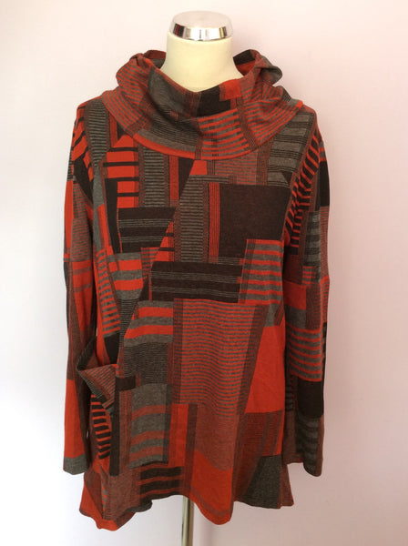 Moloko Red, Black & Grey Print Top Size L - Whispers Dress Agency - Sold - 1