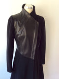 TODD LYNN BLACK WOOL BLEND & LEATHER TRIM COAT SIZE 12 - Whispers Dress Agency - Sold - 3