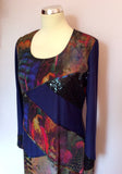 Ariana Purple & Multi Coloured Sequin Trim Dress Size 44 UK 16 - Whispers Dress Agency - Womens Dresses - 2