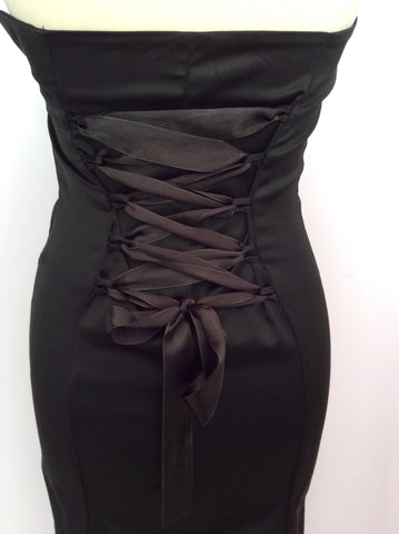 Mistress Black Lace Up Back Strapless Pencil Dress Size 10 - Whispers Dress Agency - Womens Dresses - 3