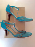 Dune Turquoise T Bar Leather Heels Size 6/39 - Whispers Dress Agency - Sold - 2