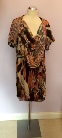 ALL SAINTS MULTICOLOURED PRINT ZORAIDA SILK DRESS SIZE 14 - Whispers Dress Agency - Sold - 2