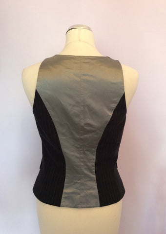 Karen Millen Charcoal Grey Pinstripe Wool Waistcoat Size 12 - Whispers Dress Agency - Sold - 3