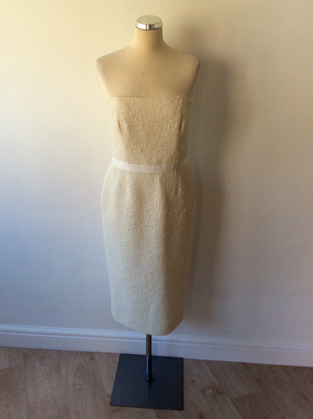 JAEGER IVORY STRAPLESS PENCIL DRESS SIZE 12 - Whispers Dress Agency - Womens Dresses - 1