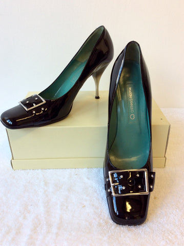 MARTINI OSVALDO ITALIAN BLACK PATENT LEATHER HEELS SIZE 7/40 - Whispers Dress Agency - Sold - 1