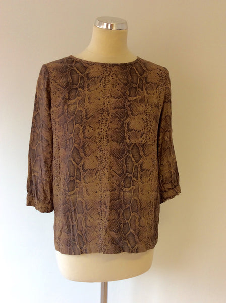 FRENCH CONNECTION BROWN SNAKESKIN TOP SIZE 8