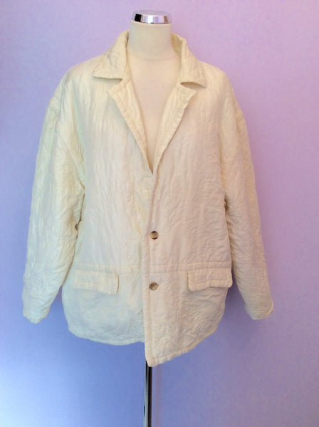 Vintage Naf Naf Ivory Silk Quilted Jacket Size XL - Whispers Dress Agency - Sold - 1
