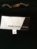 TODD LYNN BLACK WOOL BLEND & LEATHER TRIM COAT SIZE 12 - Whispers Dress Agency - Sold - 7