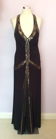 Sousourada Designs By Penny Black Beaded & Sequin Trim Long Evening Dress Size XL - Whispers Dress Agency - Womens Dresses - 1