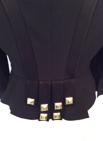 Temperley Black With Gold Metal Stud Trim Fitted Jacket Size 10 - Whispers Dress Agency - Womens Suits & Tailoring - 6