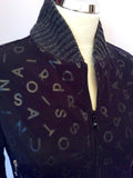 Pianurastudio Black Logo Print Zip Up Coat Size 44 UK 12 - Whispers Dress Agency - Sold - 4