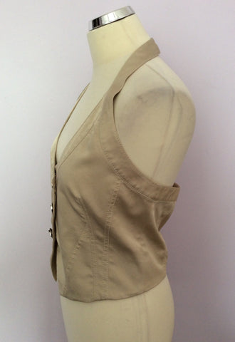 Karen Millen Pale Gold Satin Waistcoat Top Size 14 - Whispers Dress Agency - Sold - 2