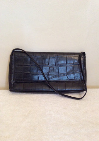 Hobbs Black Croc Print Leather Shoulder Bag - Whispers Dress Agency - Sold - 1