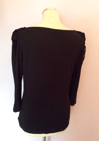 KAREN MILLEN BLACK SCOOP NECK STRAPPY TRIM TOP SIZE 16 - Whispers Dress Agency - Womens Tops - 4