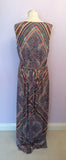 MONSOON BLUE,ORANGE,MUSTARD & WHITE PRINT MAXI DRESS SIZE 22 - Whispers Dress Agency - Sold - 3