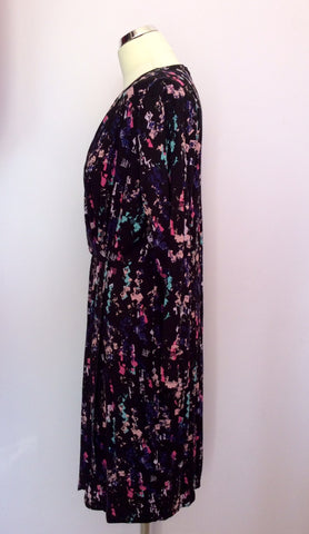 Marks & Spencer Black & Multi Print Wrap Dress Size 18 Petite - Whispers Dress Agency - Sold - 2