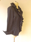 JOSEPH RIBKOFF BLACK FRILL TRIM EVENING SHIRT/JACKET SIZE 14 - Whispers Dress Agency - Womens Shirts & Blouses - 2