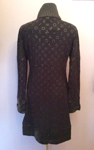 Pianurastudio Black Logo Print Zip Up Coat Size 44 UK 12 - Whispers Dress Agency - Sold - 3